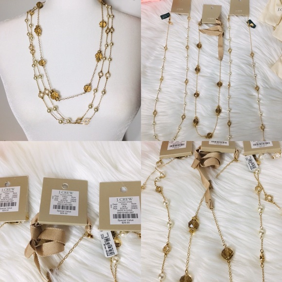 J. Crew Jewelry - J. Crew Lot of 3 Long Necklaces Pearl Rhinestones